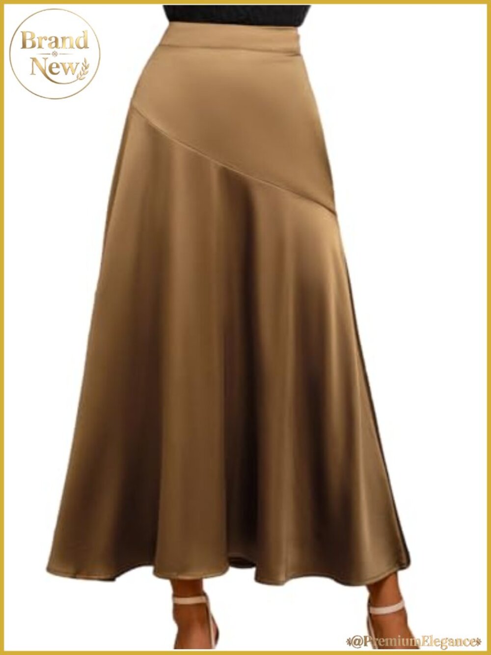 CUPSHE Women's Satin Midi Skirt A-Line High Waisted Flowy Long